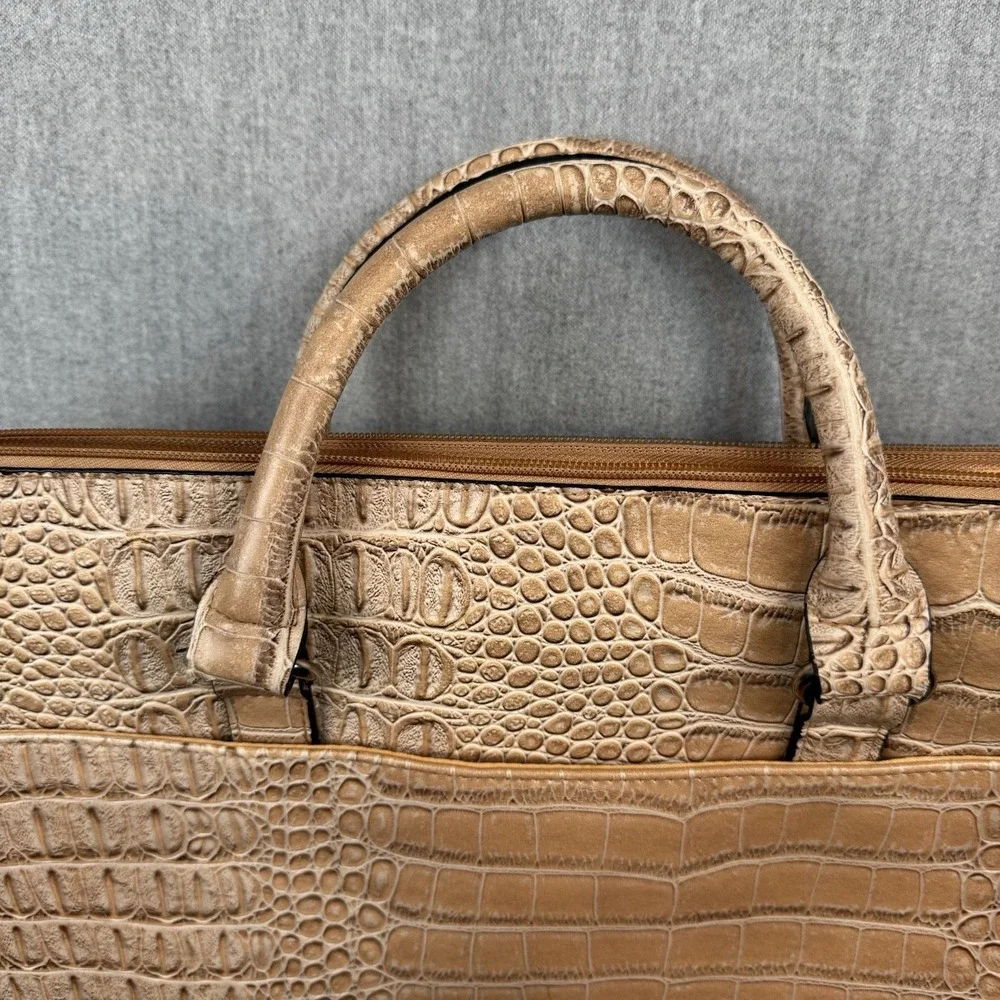 Bueno Faux Leather Embossed Croc Top Handle Bag Tan Laptop Business‎ Bag